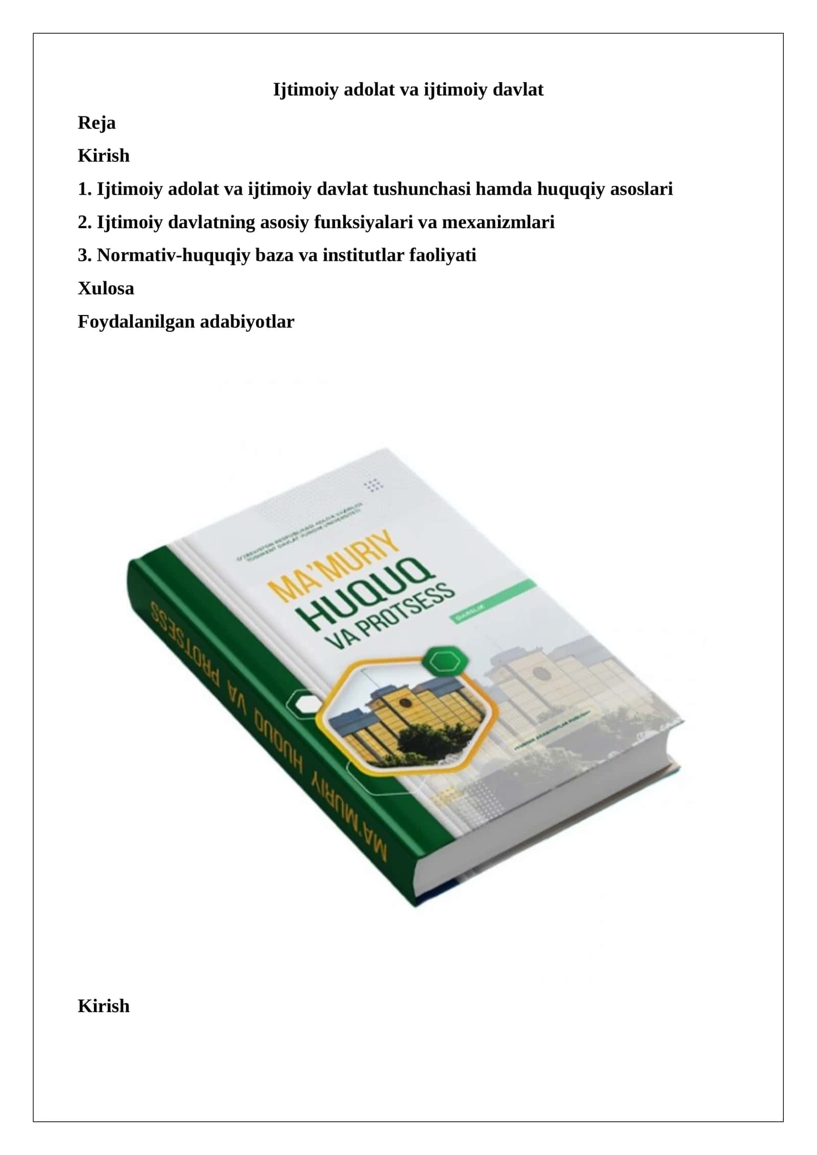 Ijtimoiy adolat va ijtimoiy davlat