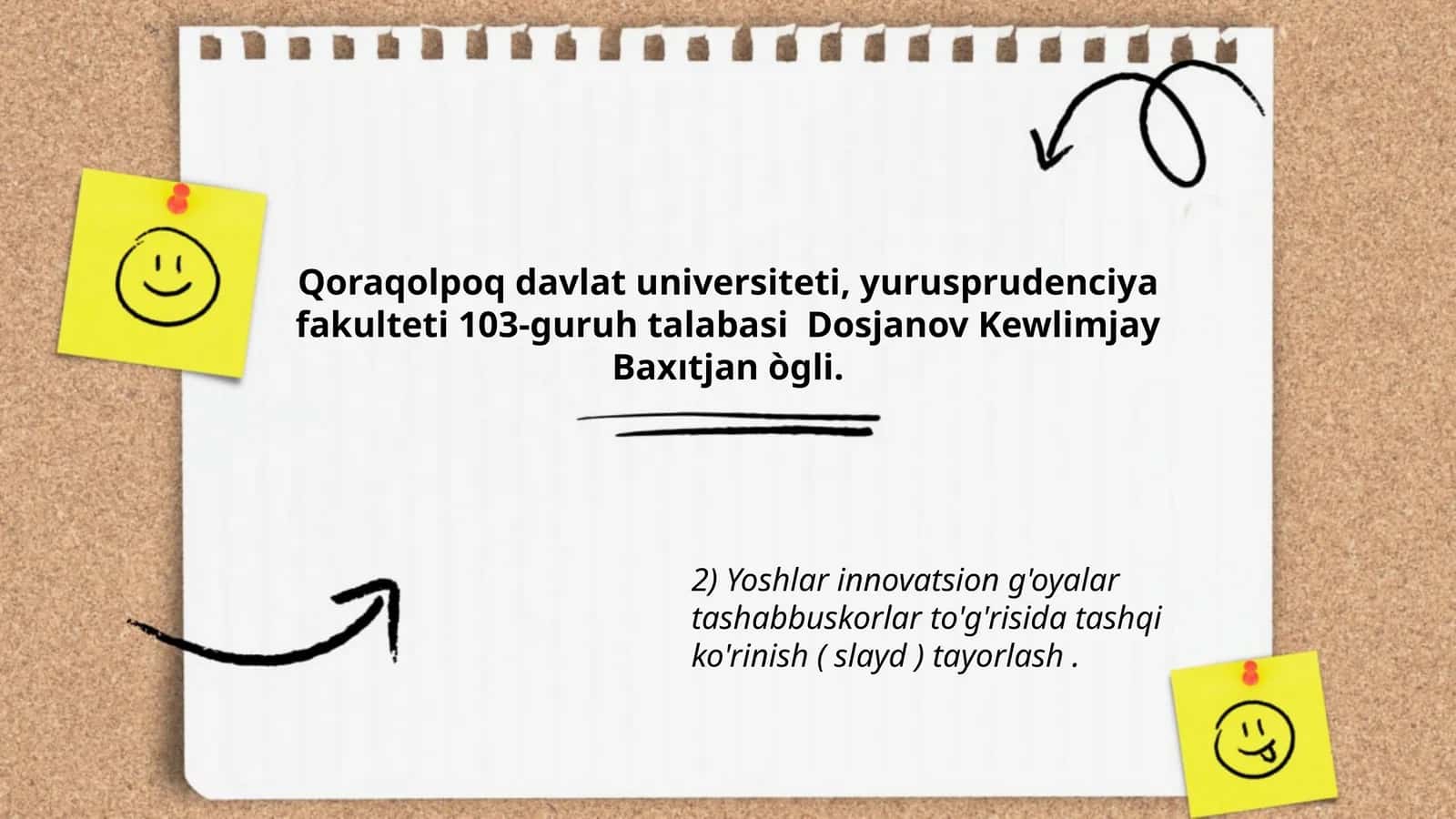 Yoshlar innovatsion g'oyalar tashabbuskorlar to'g'risida tashqi ko'rinish (slayd) tayorlash