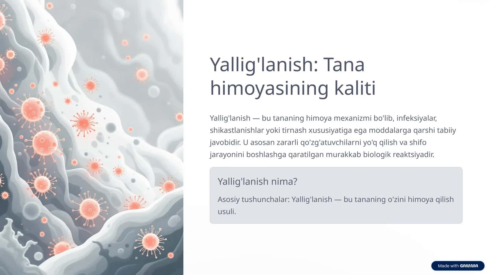 Yallig'lanish: Tana himoyasining kaliti