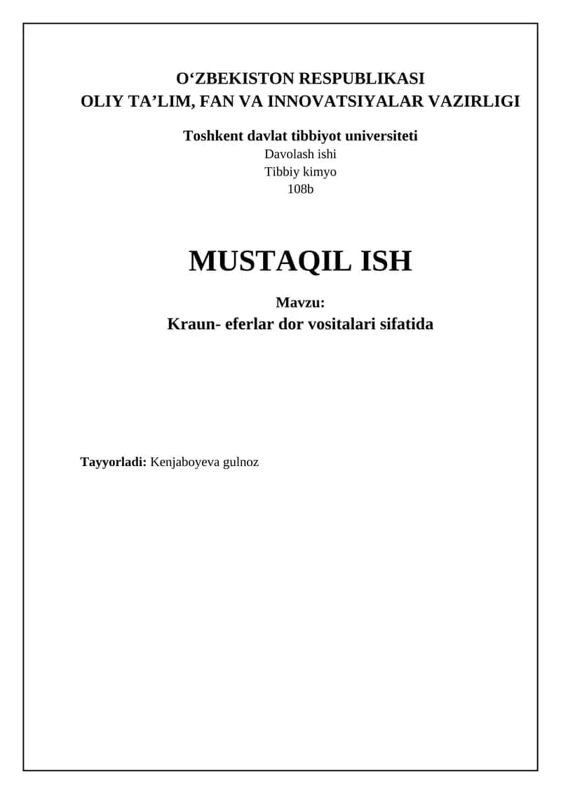 Kraun- eferlar dor vositalari sifatida