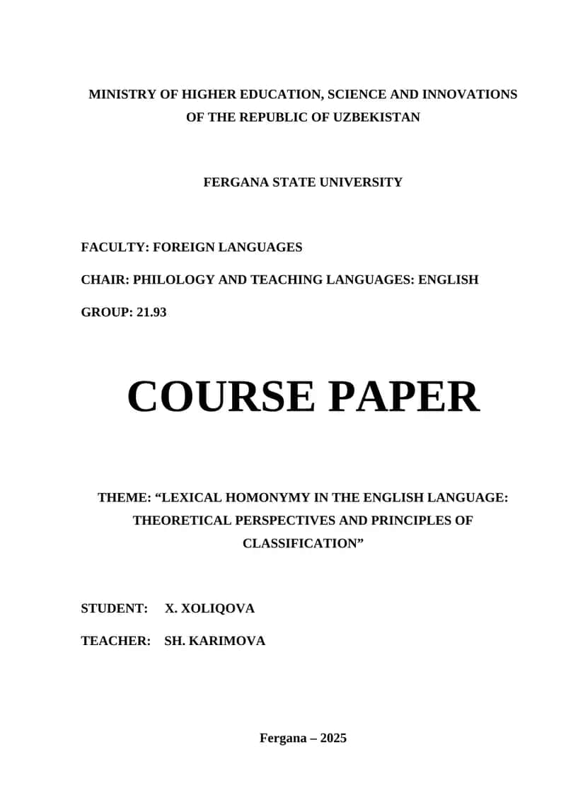 COURSE PAPER