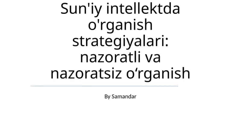 Sun'iy intellektda o'rganish strategiyalari
