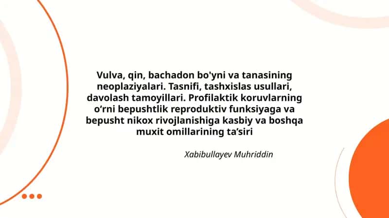 Vulva, qin, bachadon bo'yni va tanasining neoplaziyalari