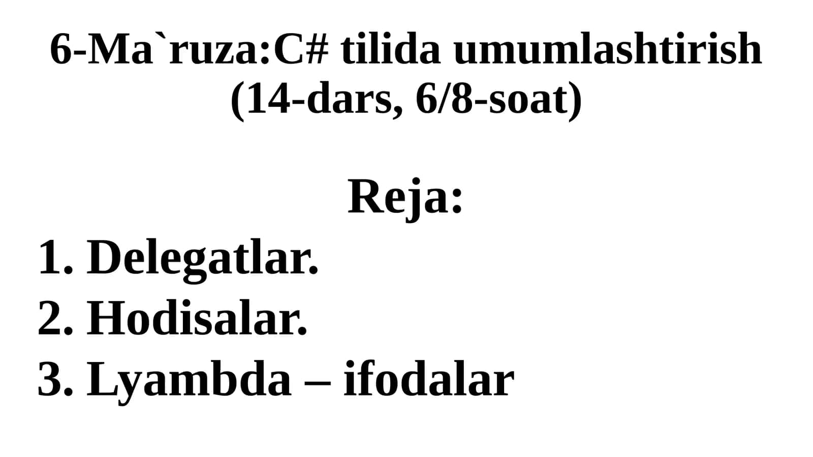 C# tilida umumlashtirish.