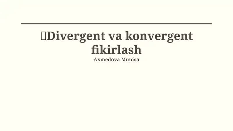 Divergent va konvergent fikirlash