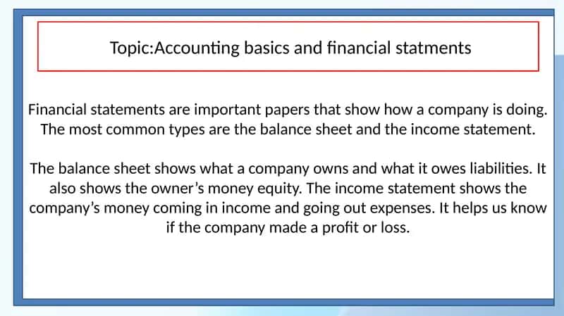 Accounting basics and financial statments