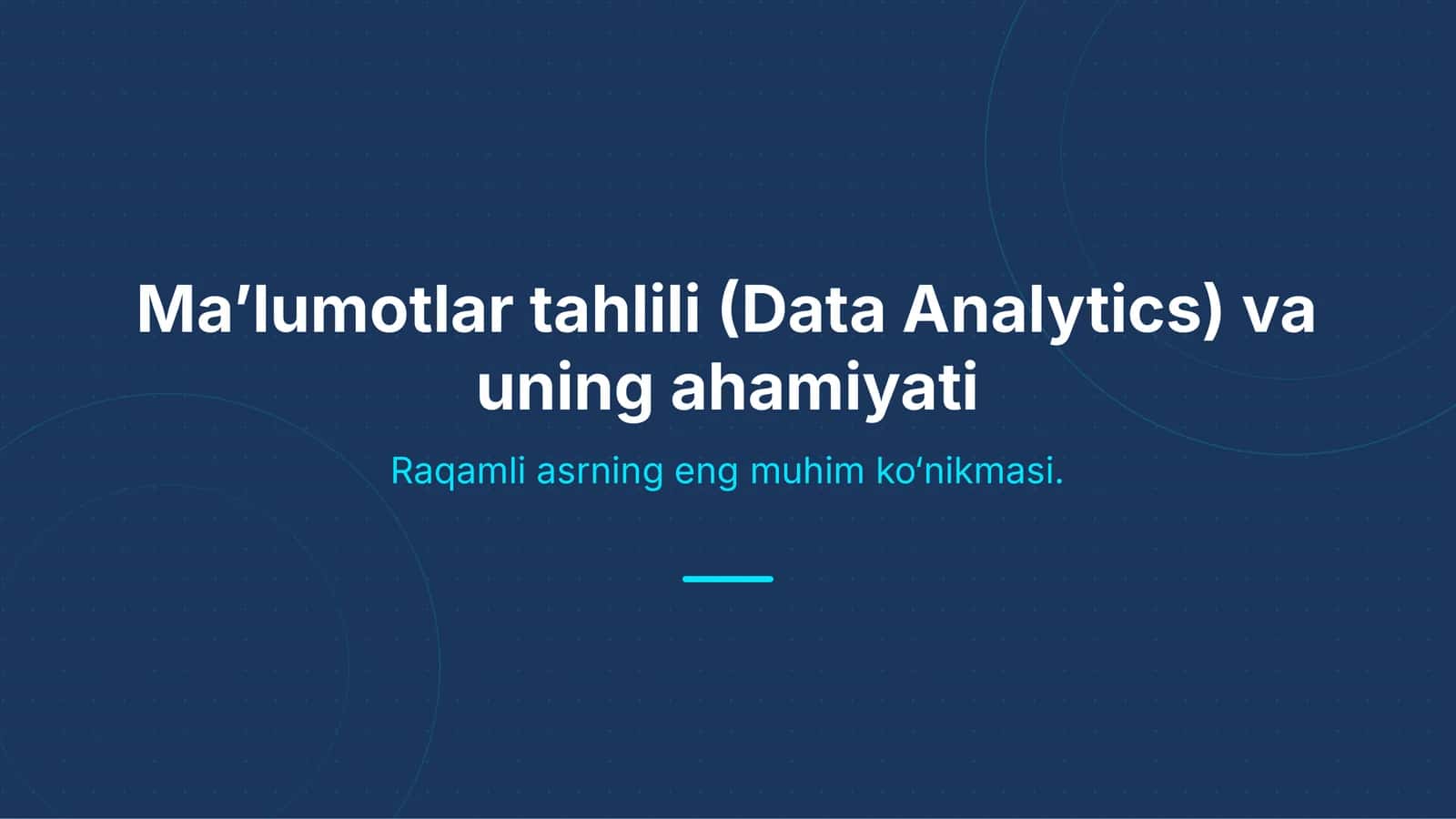 Ma'lumotlar tahlili (Data Analytics) va Big Data taqdimoti | 15 slayd