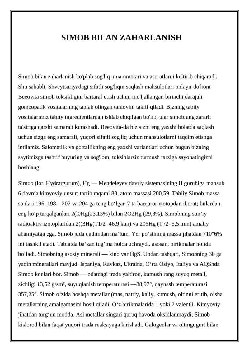 SIMOB BILAN ZAHARLANISH