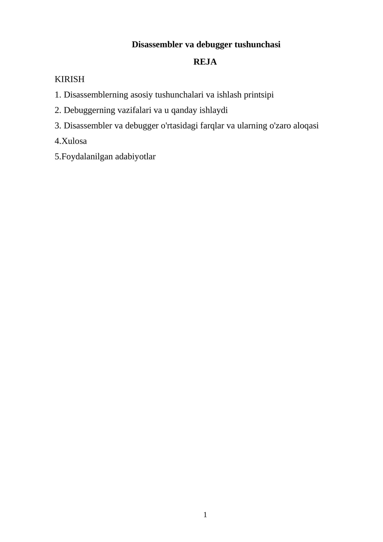 Disassembler va debugger tushunchasi