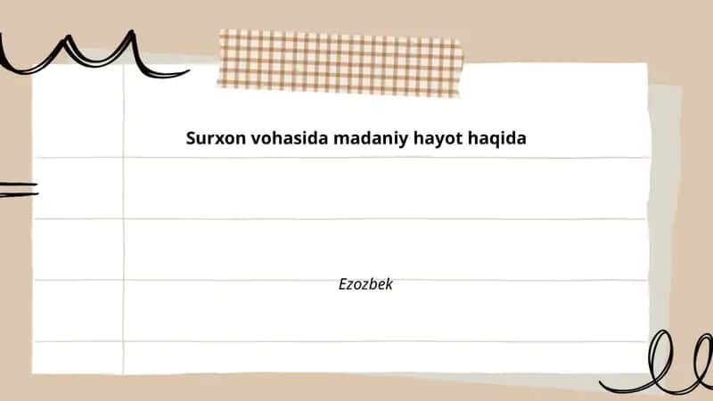Surxon vohasida madaniy hayot haqida