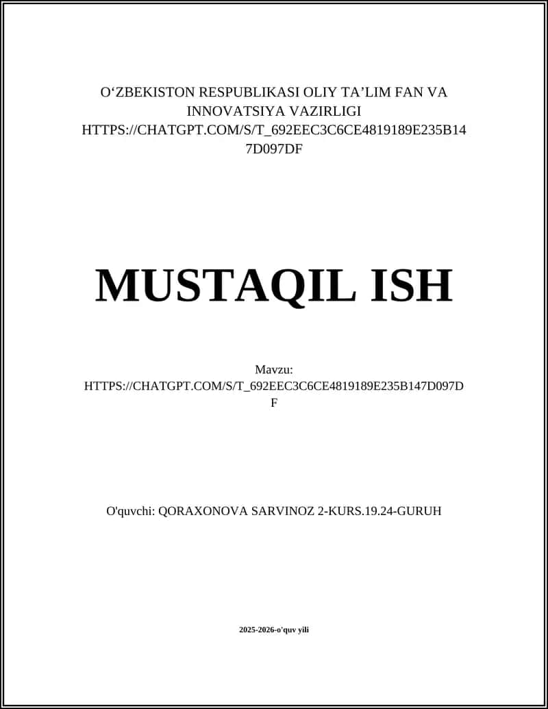 O‘zbekiston Respublikasi Oliy Ta’lim Fan va Innovatsiya Vazirligi