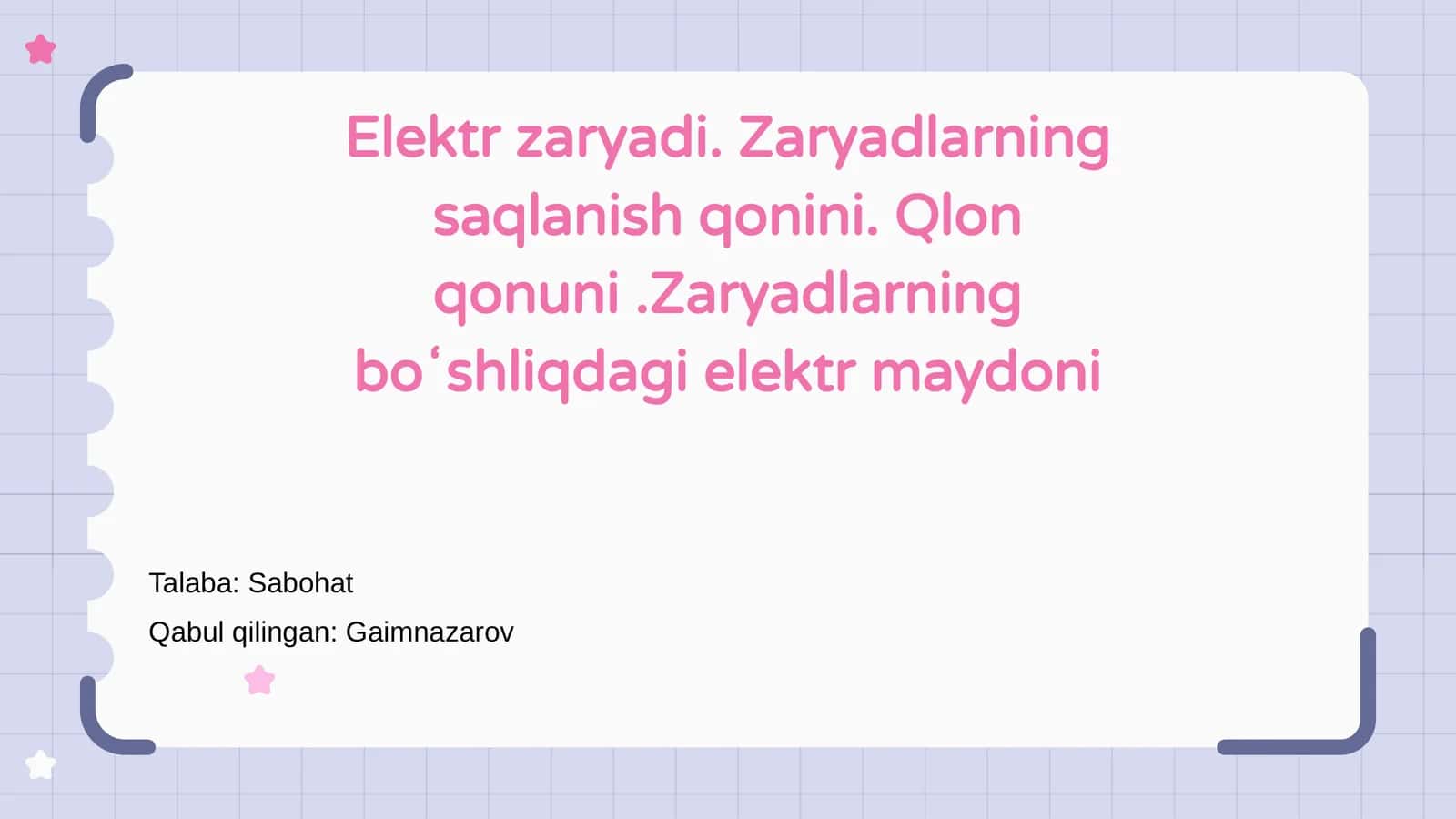 Elektr zaryadi va qonun
