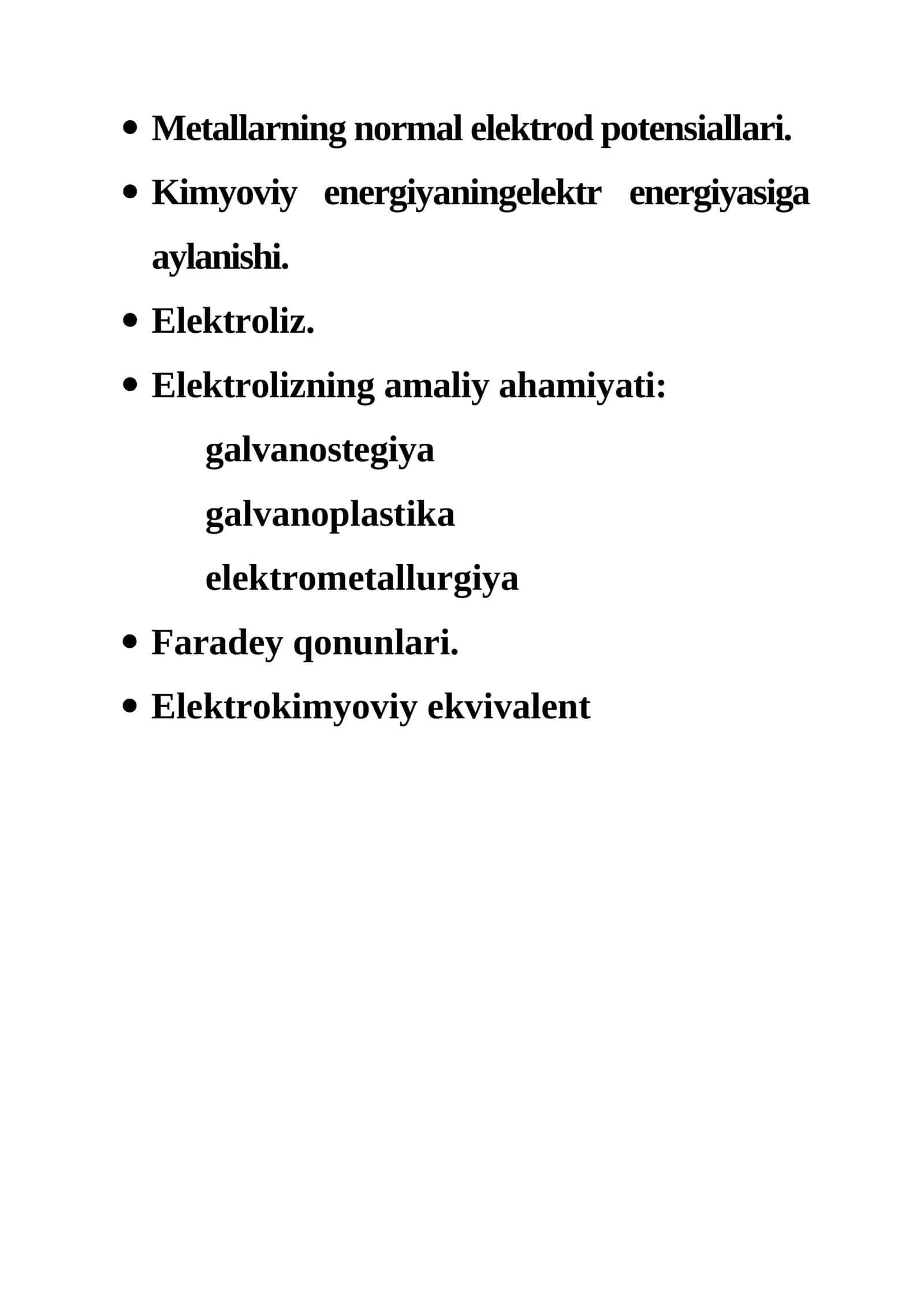 Metallarning normal elektrod potensiallari