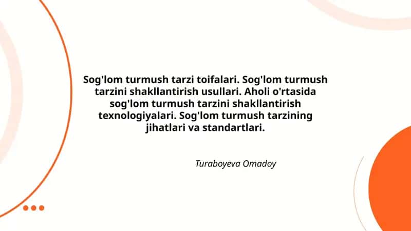 Sog'lom Turmush Tarzi