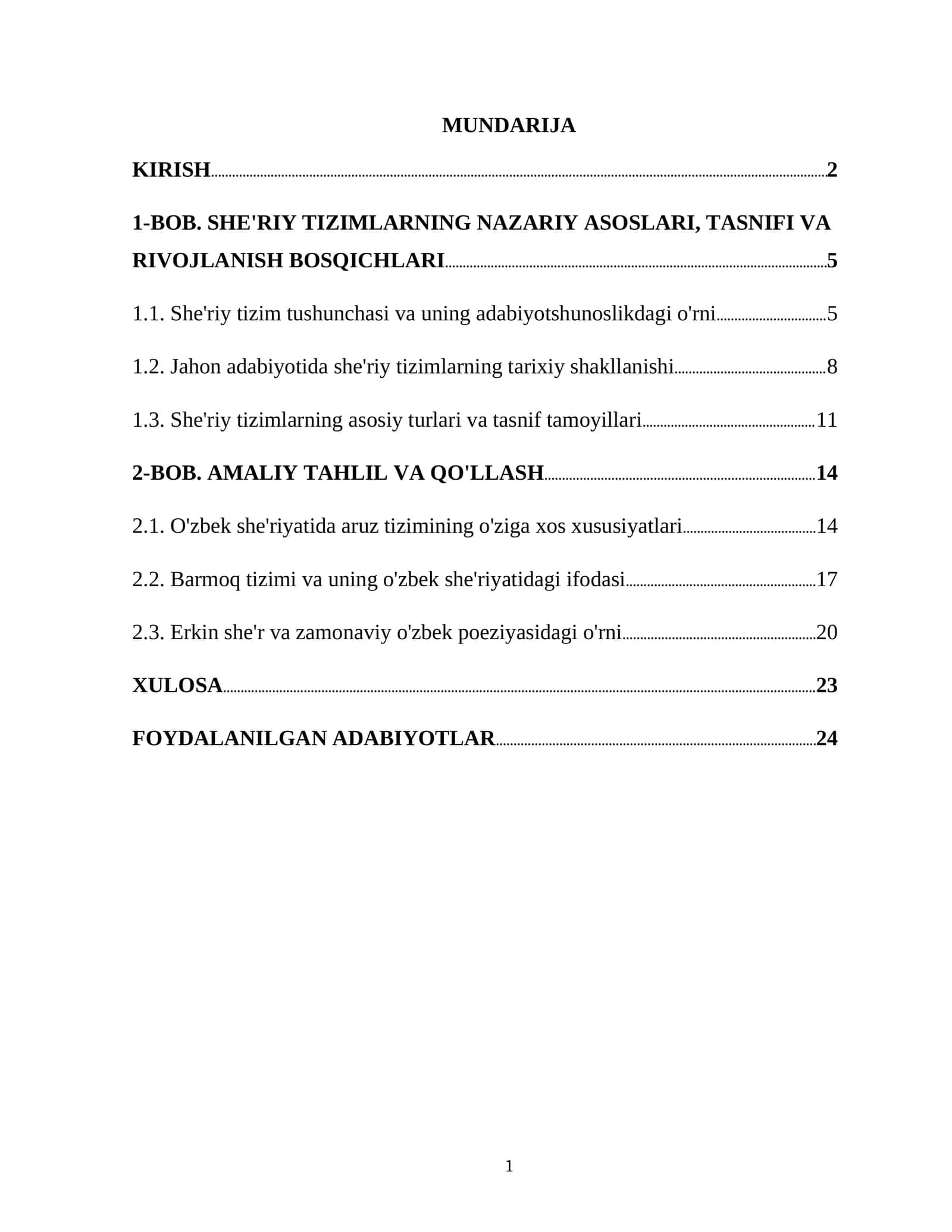 SHE'RIY TIZIMLARNING NAZARIY ASOSLARI