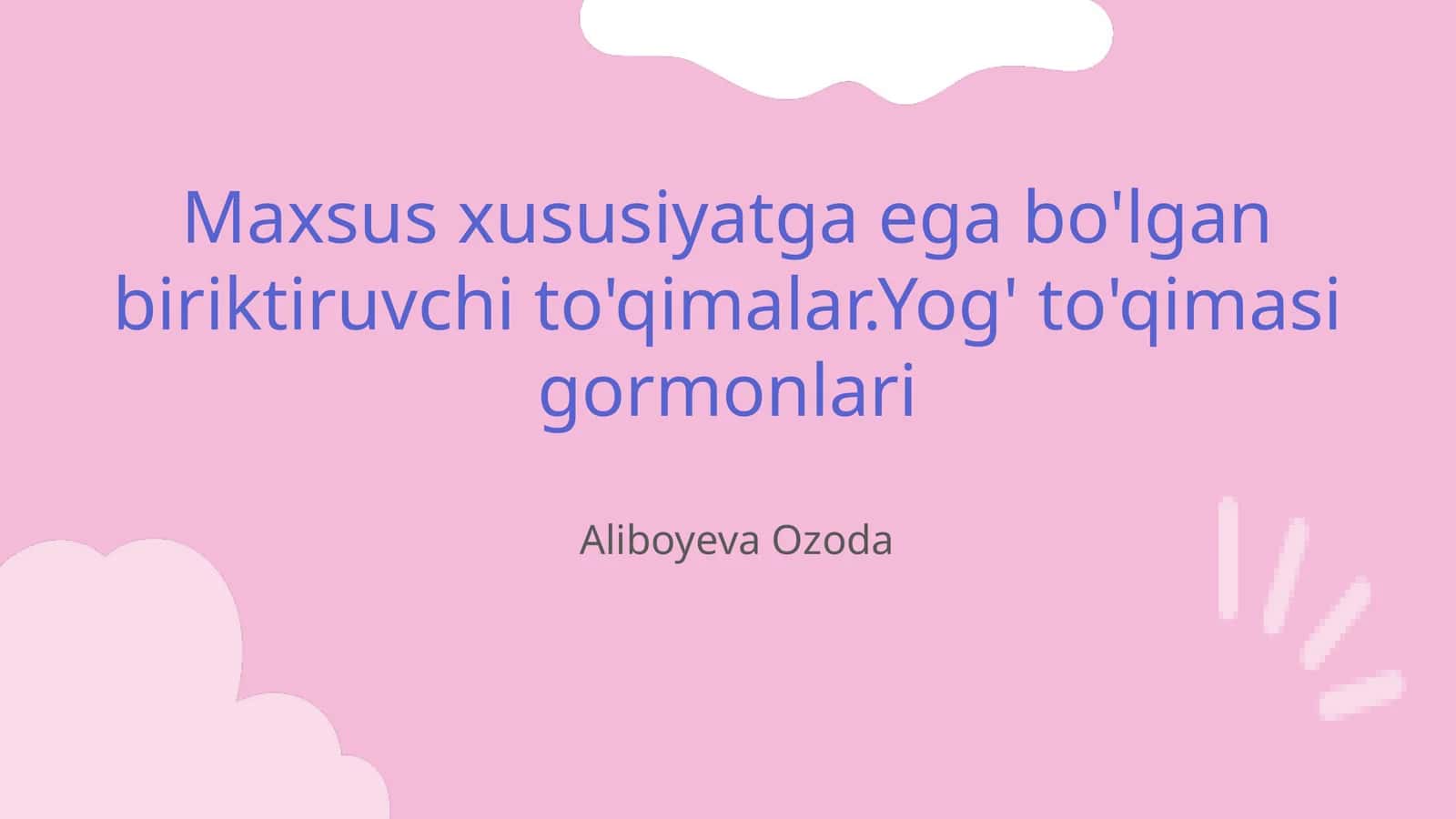 Maxsus xususiyatga ega bo'lgan biriktiruvchi to'qimalar.Yog' to'qimasi gormonlari