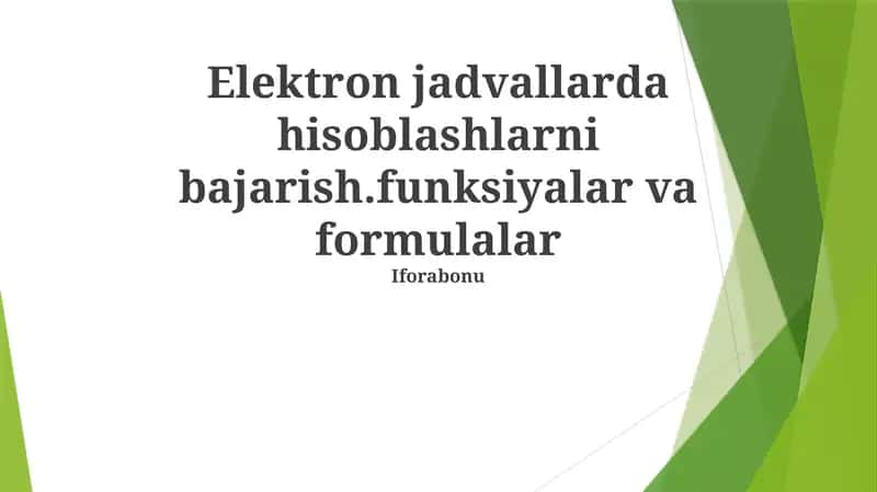 Elektron jadvallarda hisoblashlar
