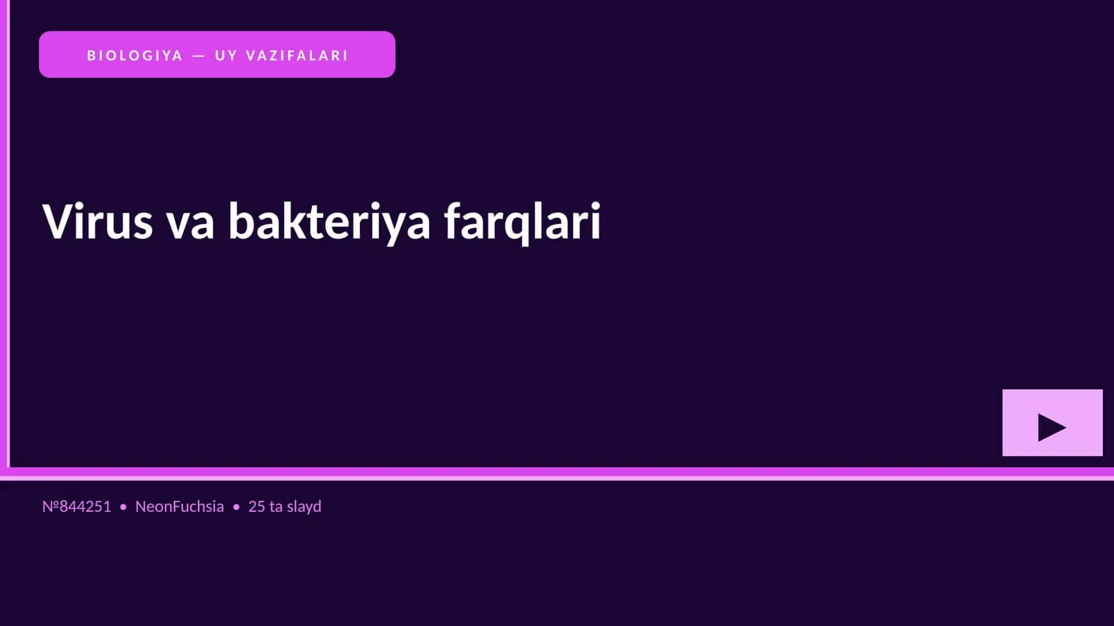 BIOLOGIYA — UY VAZIFALARI