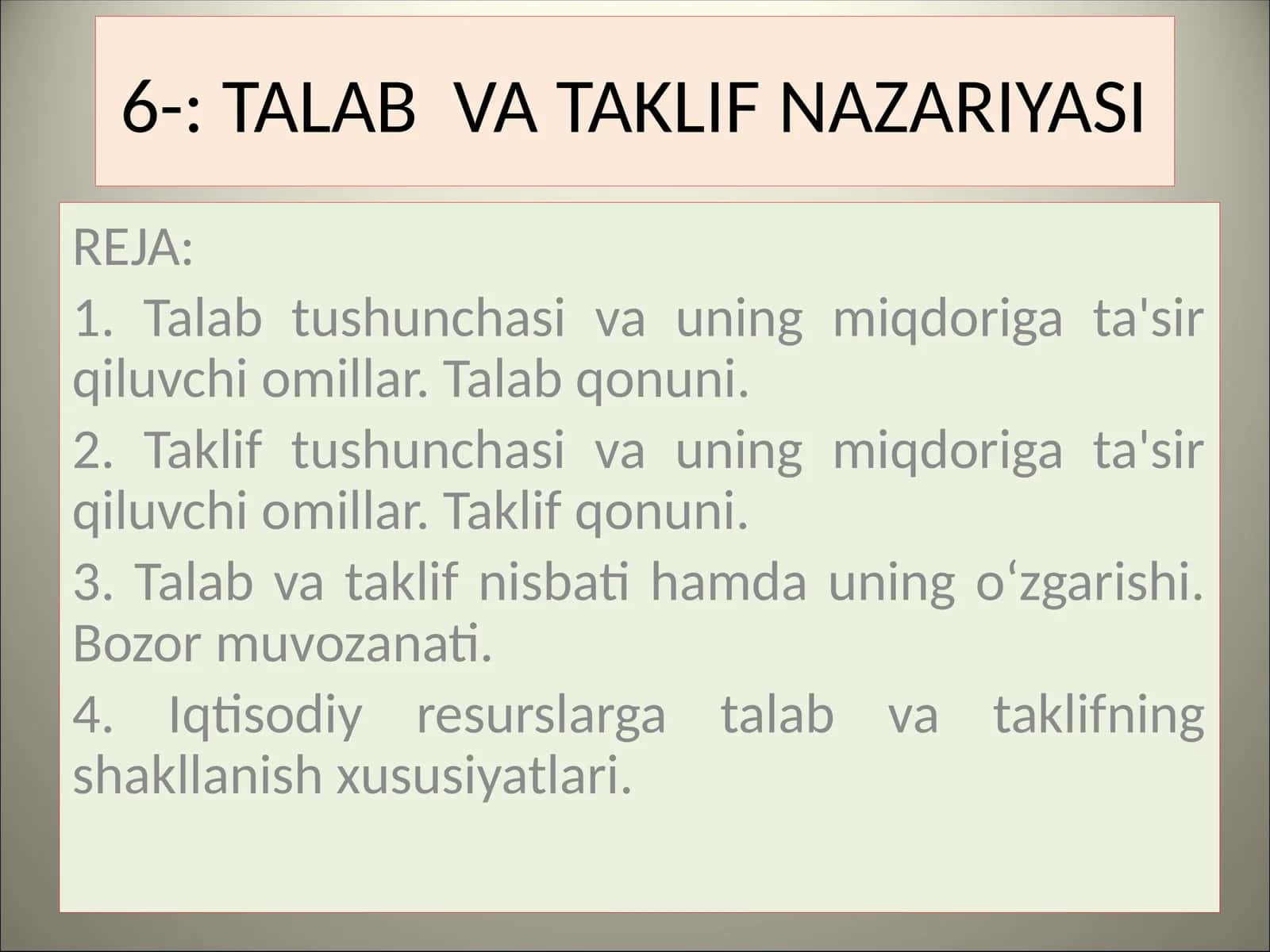 TALAB VA TAKLIF NAZARIYASI