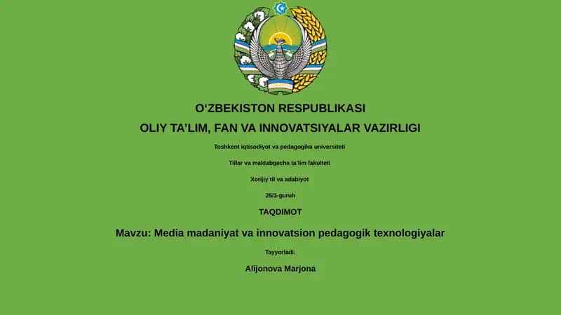 Media madaniyat va innovatsion pedagogik texnologiyalar
