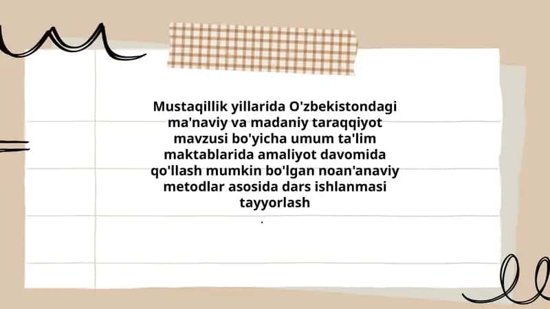 Ma'naviy va madaniy taraqqiyot mavzusi