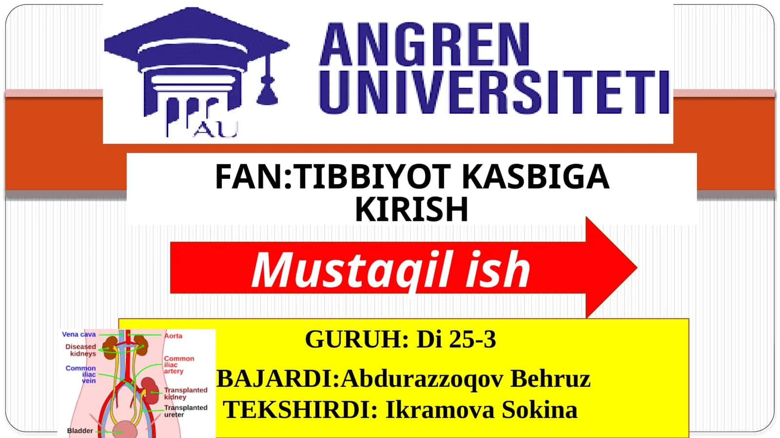 FAN:TIBBIYOT KASBIGAKIRISH