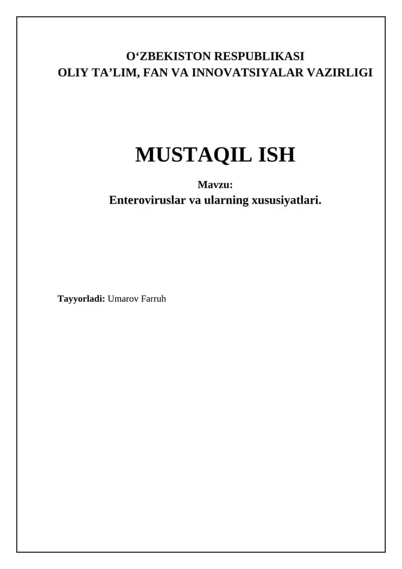 Enteroviruslar va ularning xususiyatlari