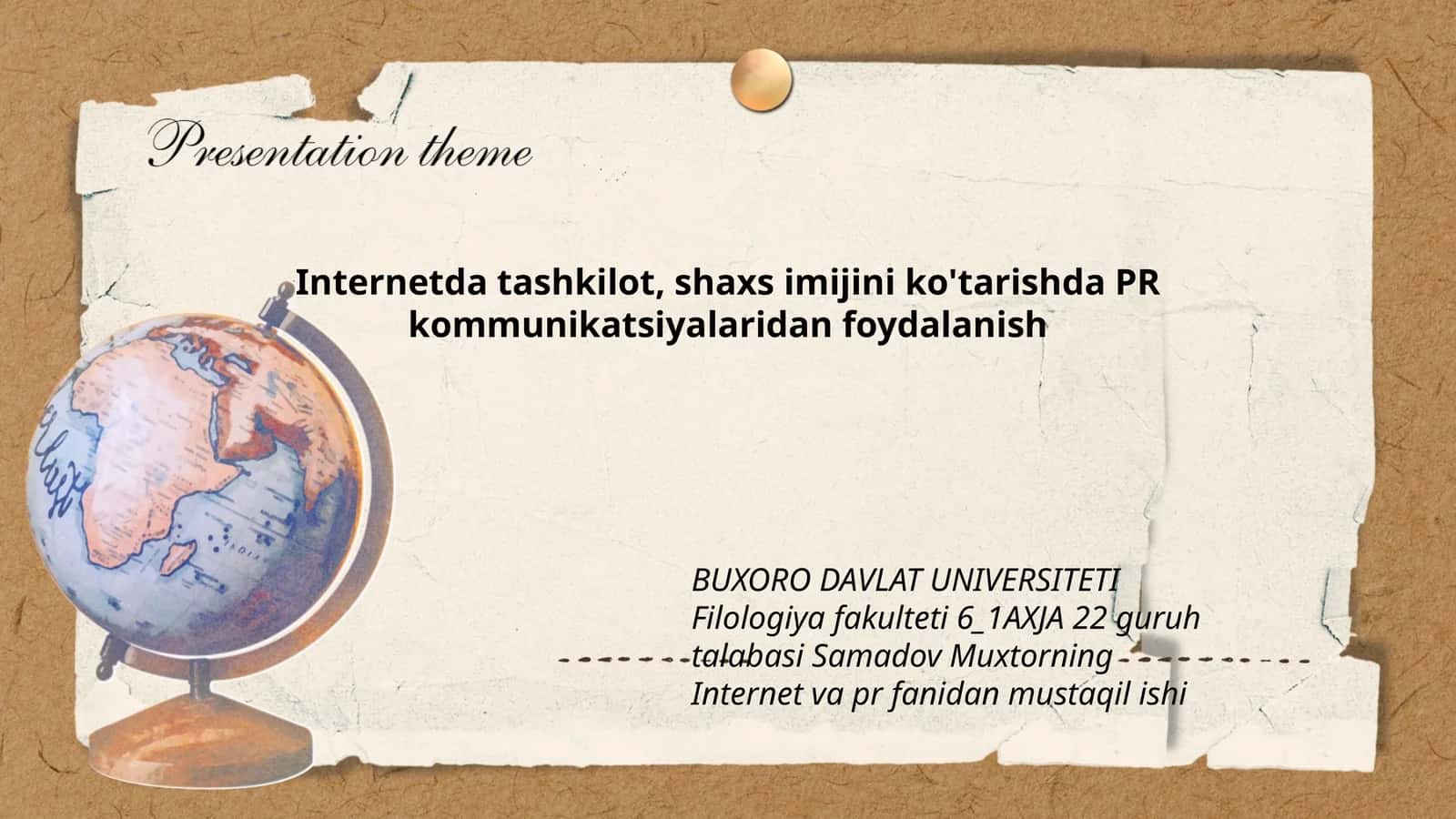 Internetda tashkilot, shaxs imijini ko'tarishda PR kommunikatsiyalaridan foydalanish