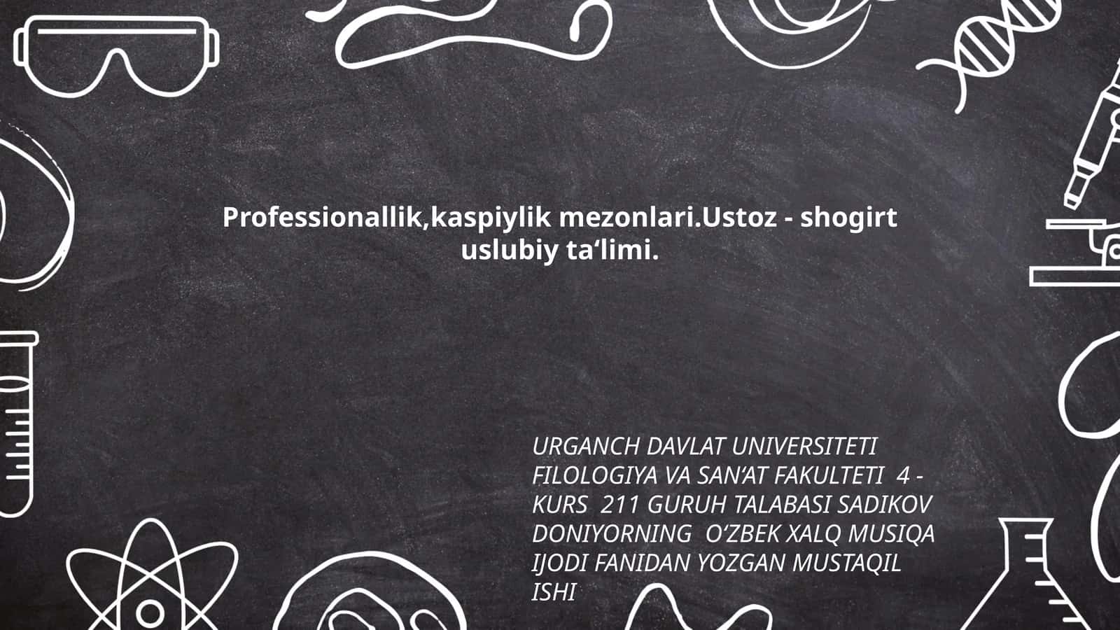 O‘ZBEK XALQ MUSIQA IJODI FANIDAN YOZGAN MUSTAQIL ISHI