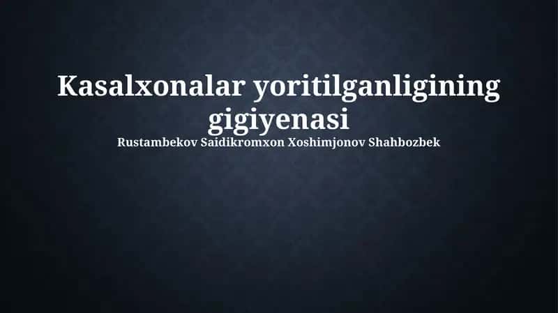 Kasalxonalar yoritilganligining gigiyenasi