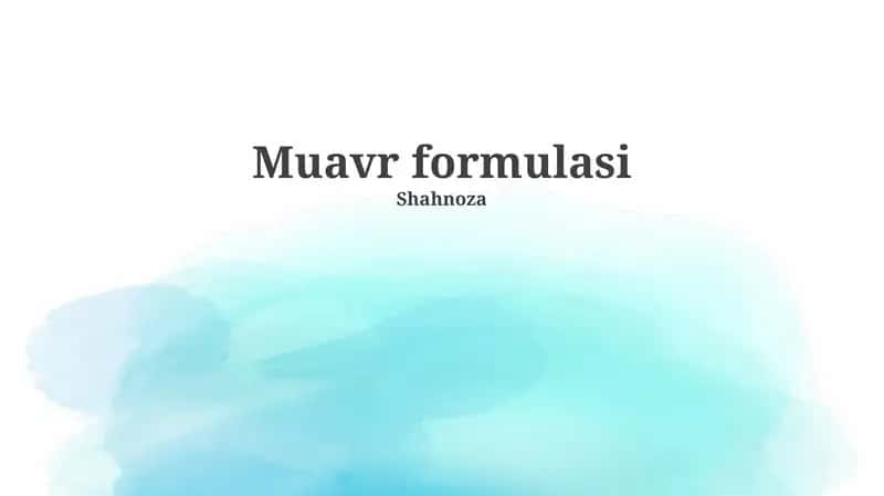 De Muavr formulasi