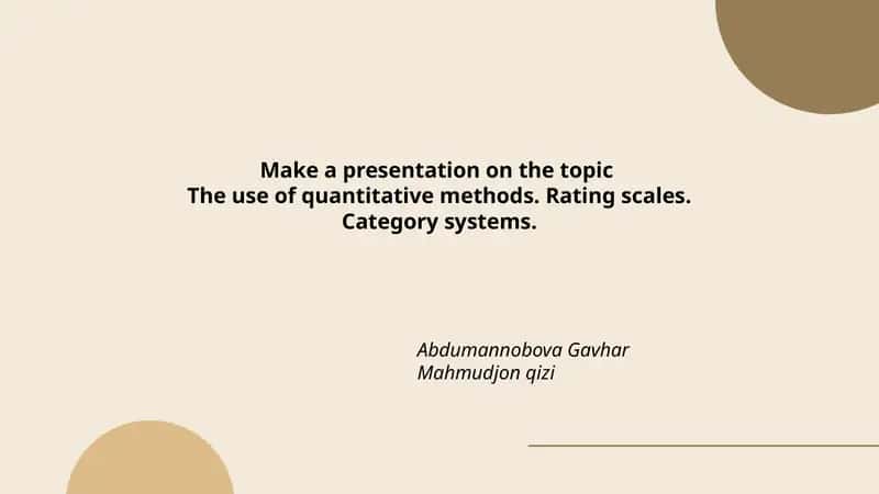 Introduction to quantitative methods in measurement