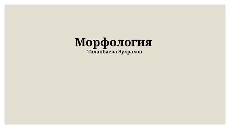 Морфология