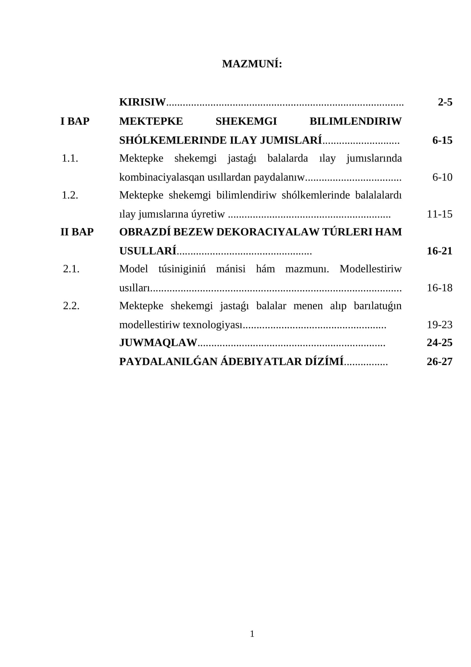 MEKTEPKE SHEKEMGI BILIMLENDIRIW SHÓLKEMLERINDE ILAY JUMISLARÍ