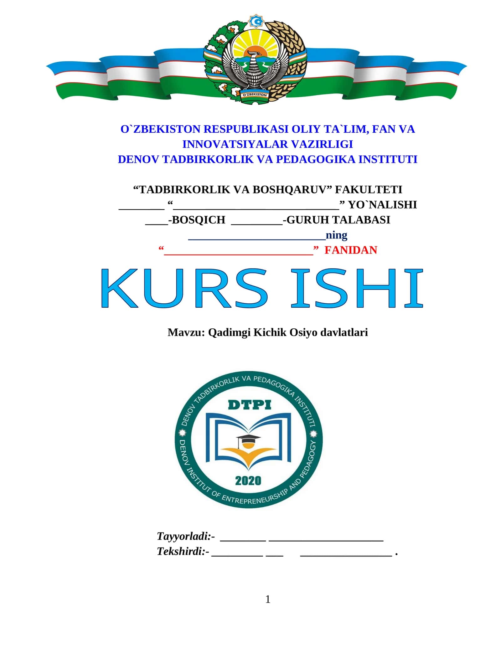 Qadimgi Kichik Osiyo davlatlari KURS ISHI