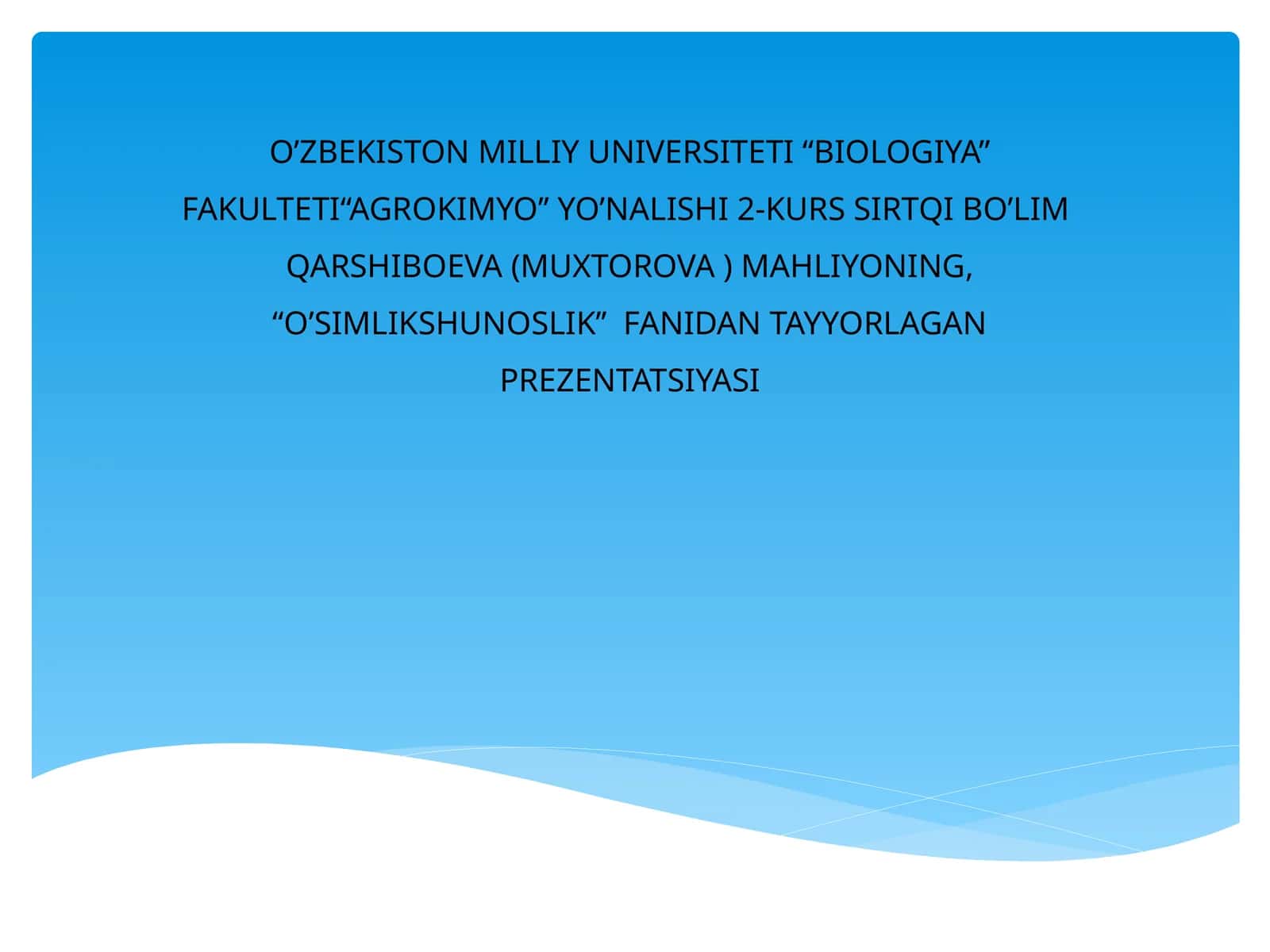 AGROKIMYO, 2-KURS SIRTQI