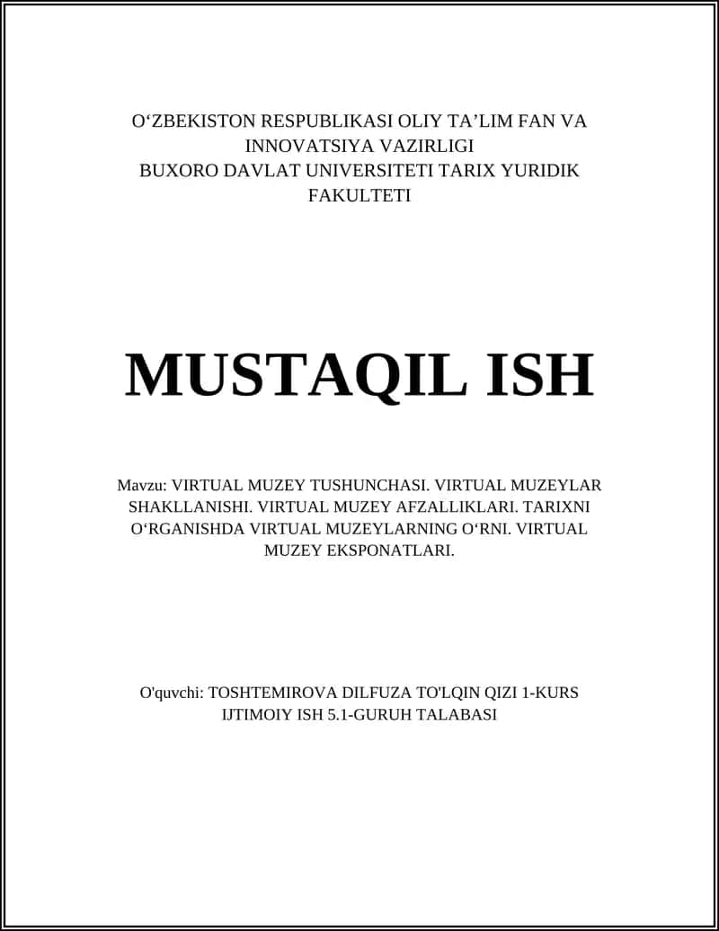 VIRTUAL MUZEY TUSHUNCHASI