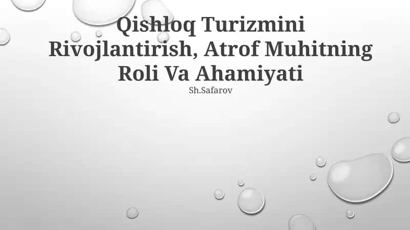 Qishloq Turizmini Rivojlantirish