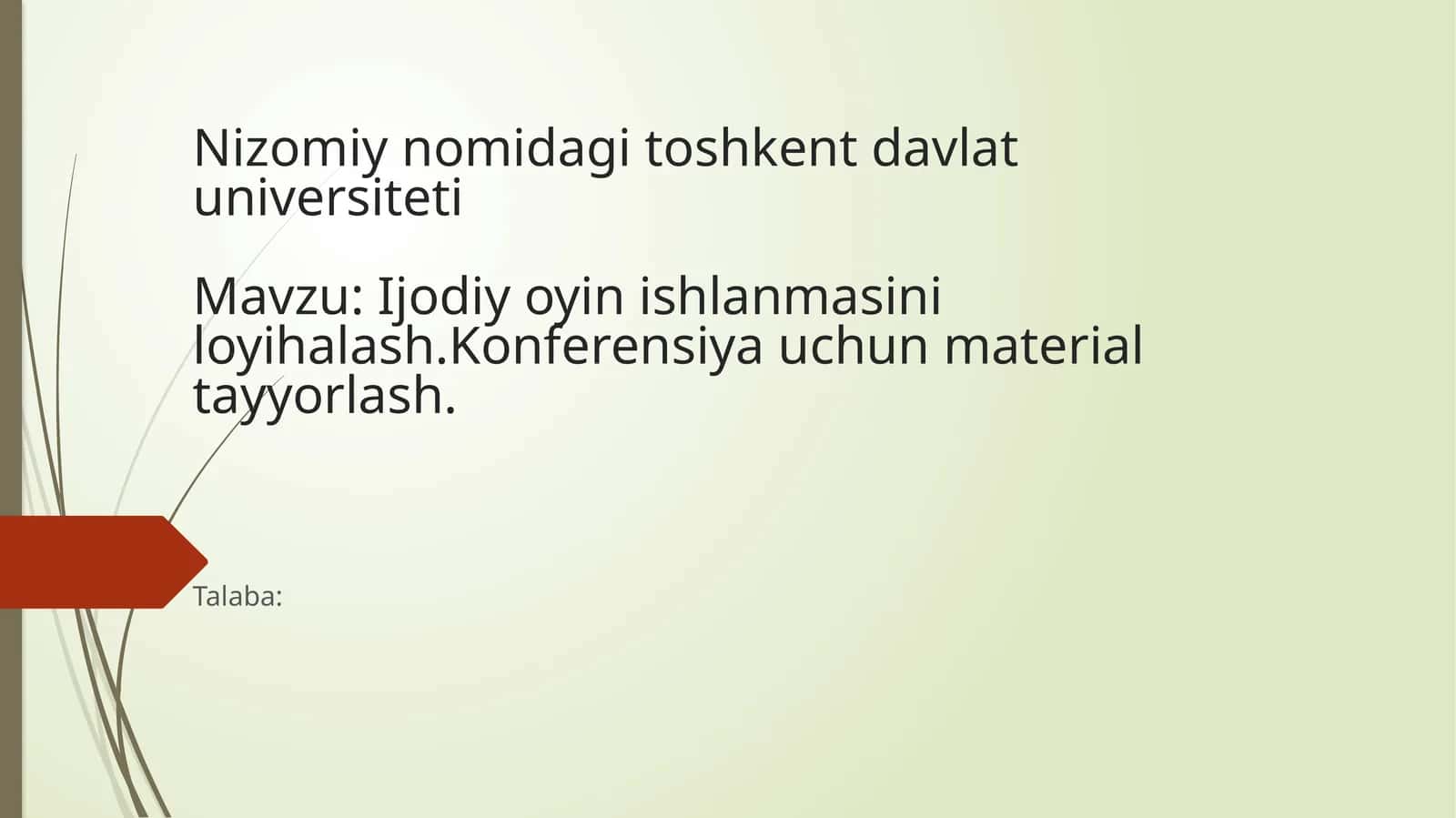 Ijodiy oʼyin ishlanmasini loyihalash