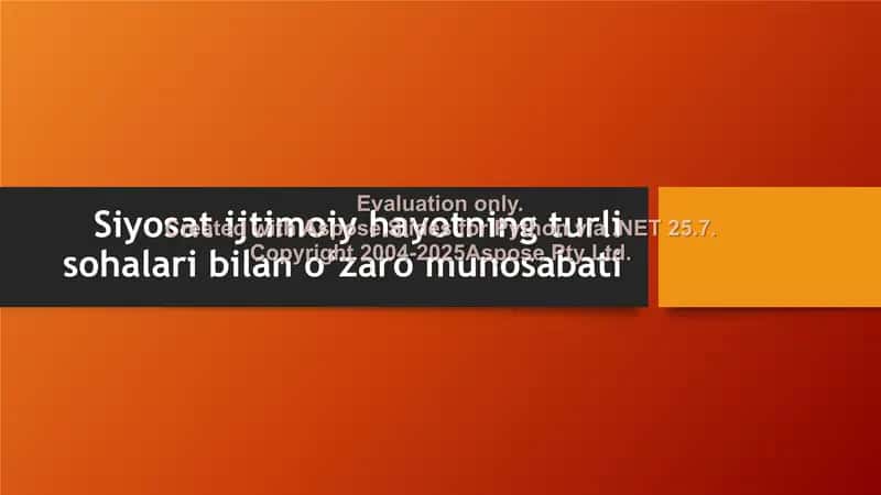 Siyosat ijtimoiy hayotning turli sohalari bilan o‘zaro munosabati