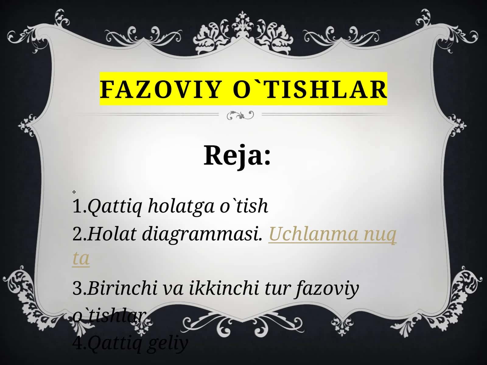 Fazoviyo`tishlar