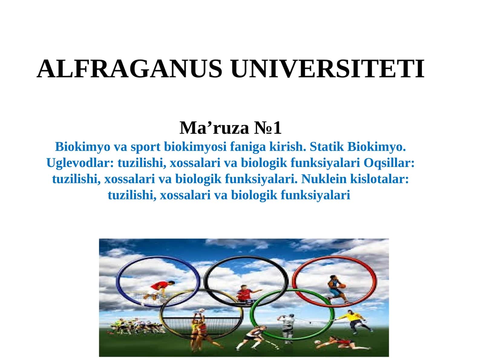Biokimyo va sport biokimyosi faniga kirish