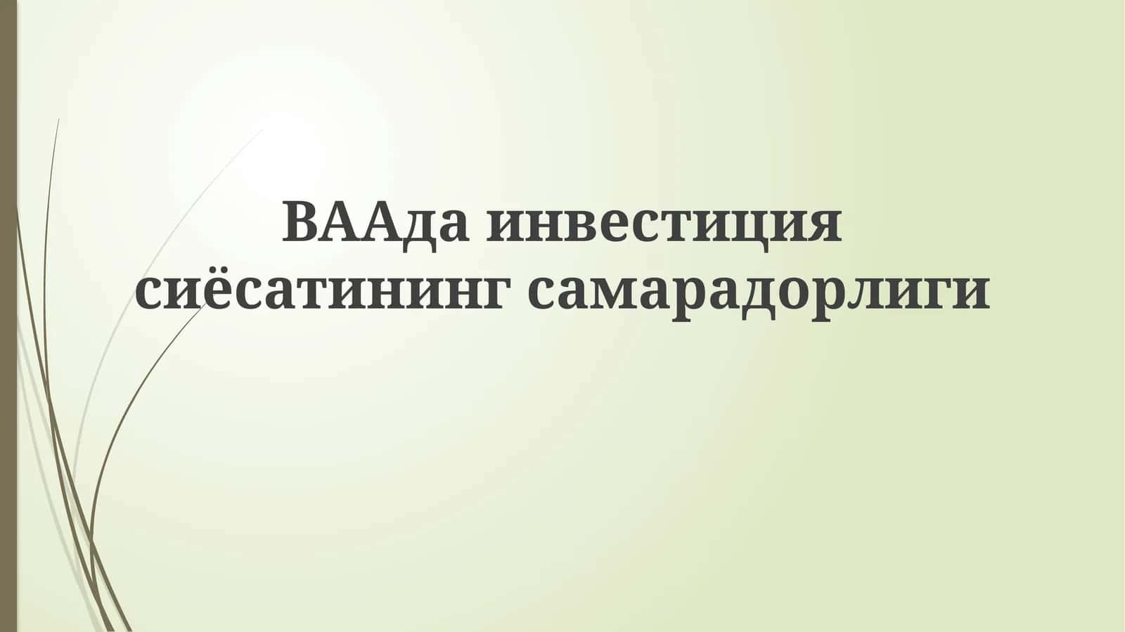 BAAда инвестициясиёсатининг самарадорлиги