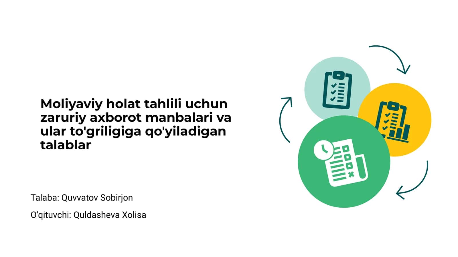 Moliyaviy holat tahlili uchun zaruriy axborot manbalari va ular to'griligiga qo'yiladigan talablar