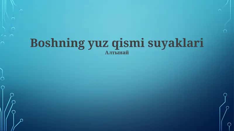 Boshning yuz qismi suyaklari