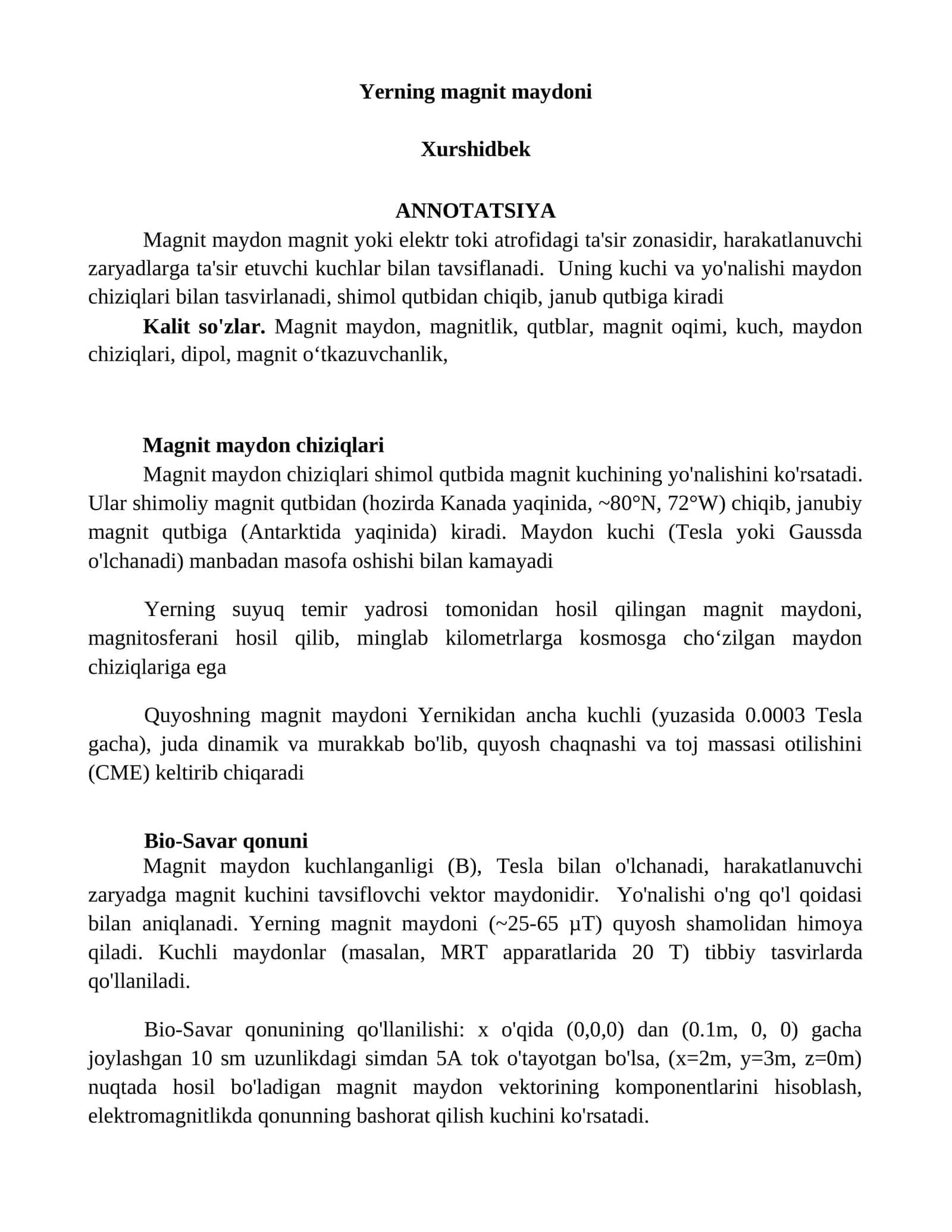 Yerning magnit maydoni