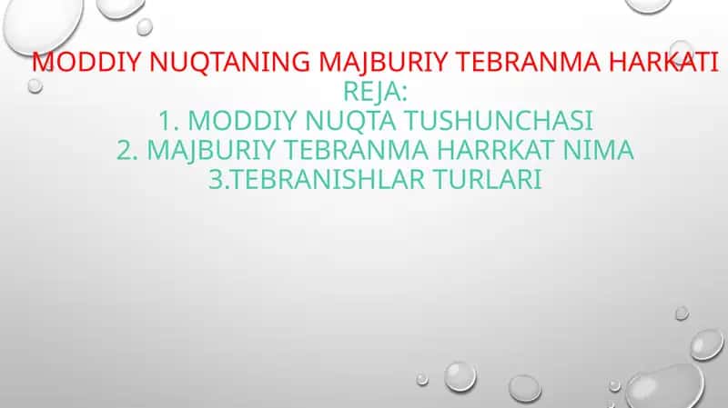 Moddiy nuqtaning majburiy tebranma Harkatireja