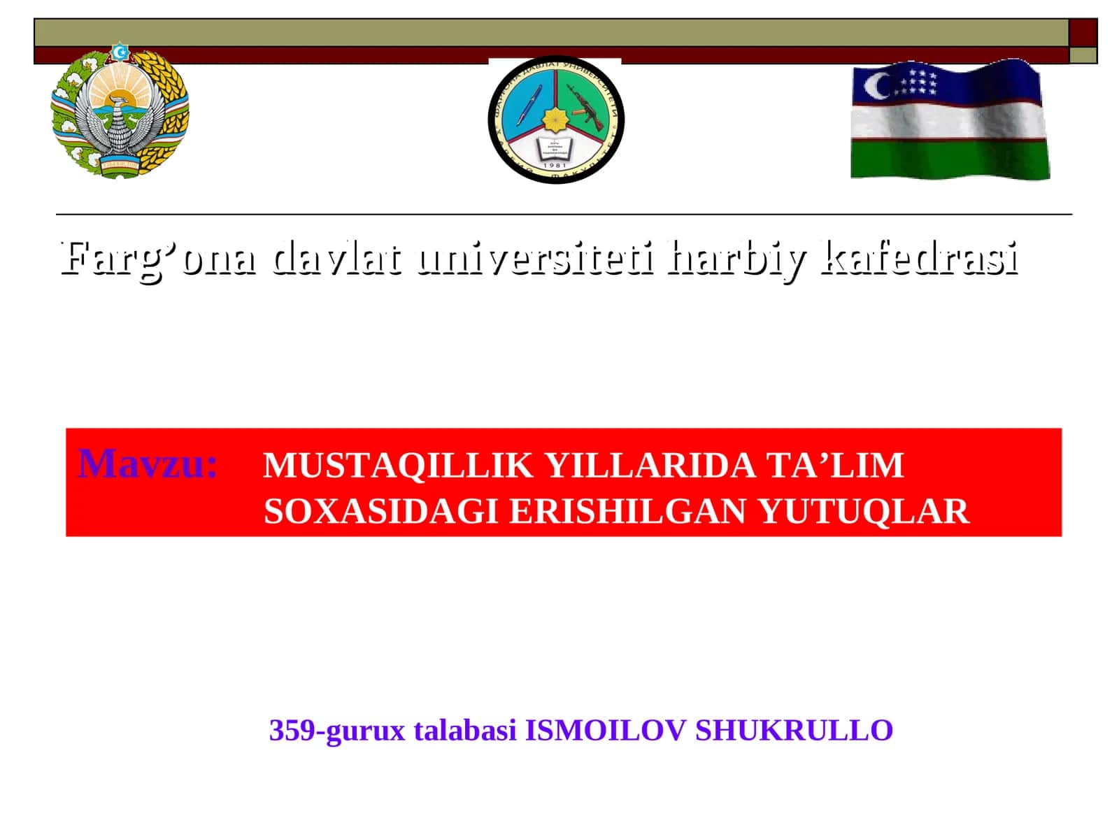 MUSTAQILLIK YILLARIDA TA’LIM SOXASIDAGI ERISHILGAN YUTUQLAR