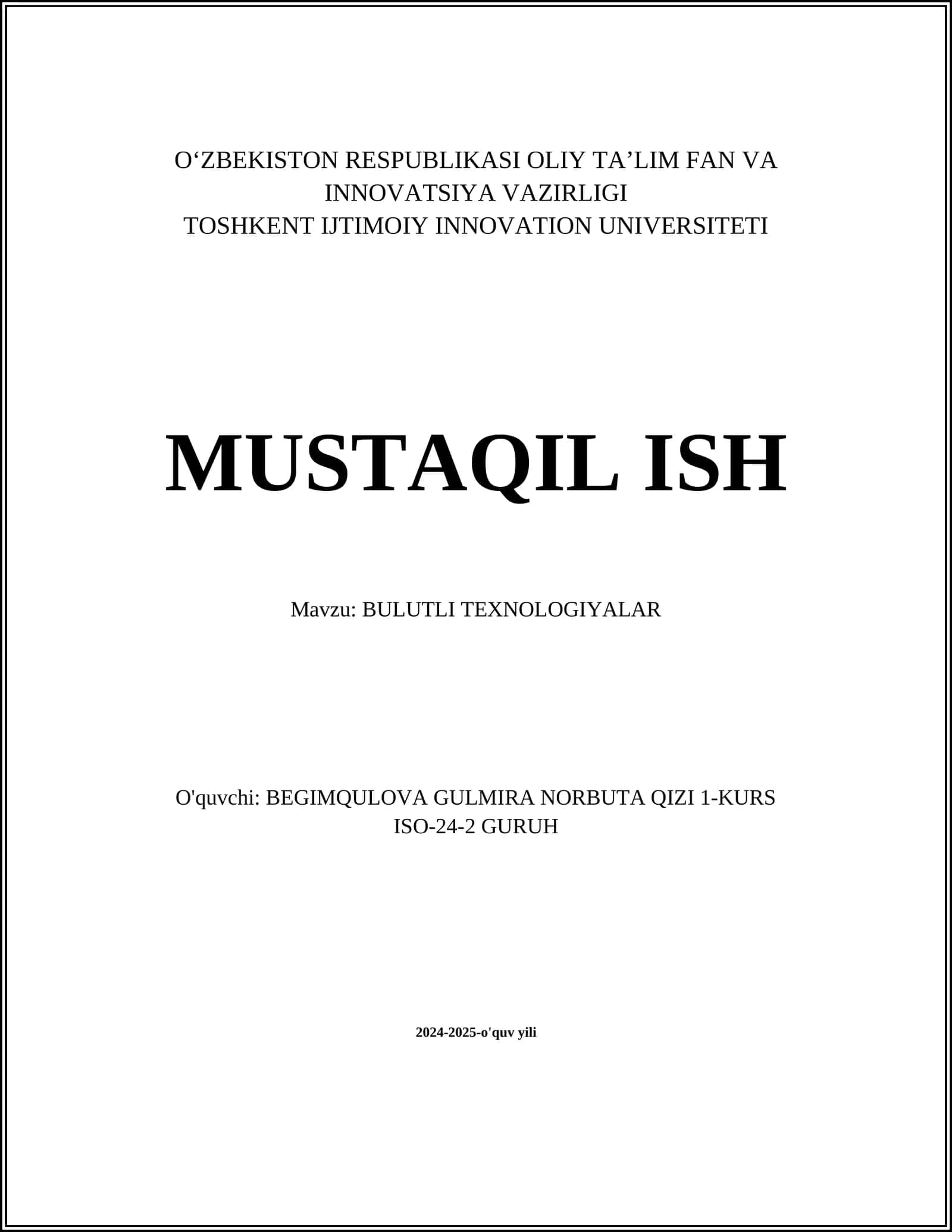 BULUTLI TEXNOLOGIYALAR