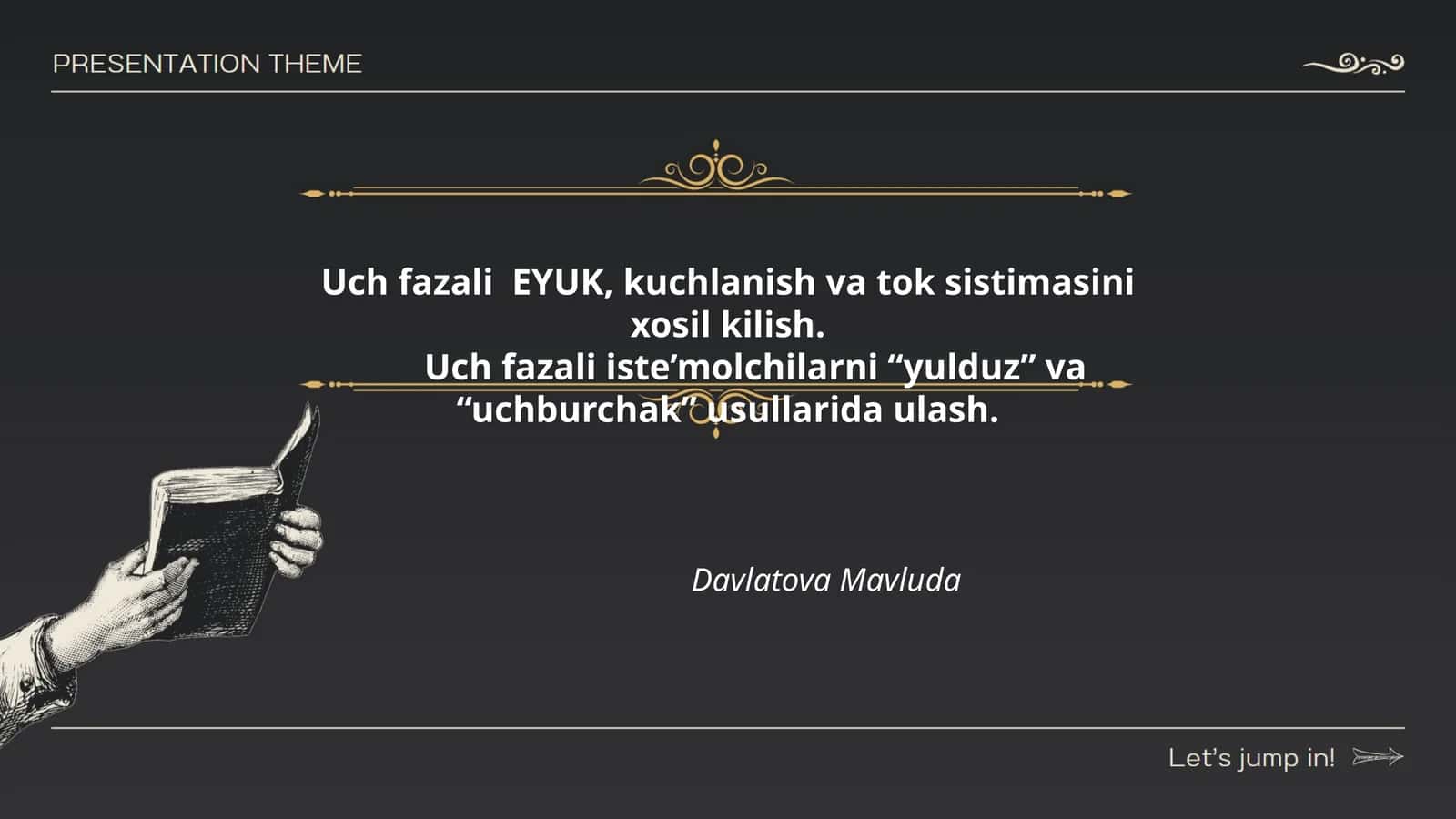 Uch fazali EYUK, kuchlanish va tok sistimasini xosil kilish